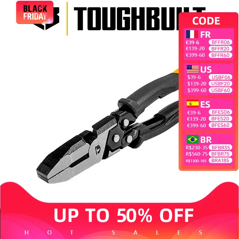 TOUGHBUILT TB-H3-20-CP 8-inch Labor-saving Wire Cutters with Reset Spring Hand Tools Toughbuilt Pliers Accessories