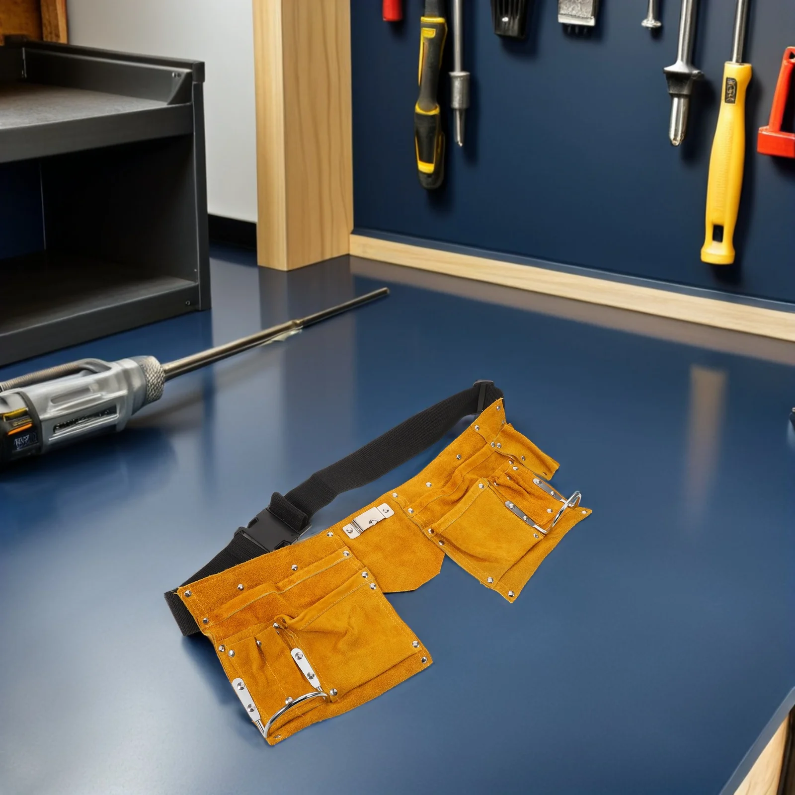 

Electrician Tool Bag: Dual Pouch Work Belt For Mechanics, Adjustable Waist Tool Organizer, Multi-Pocket Storage For