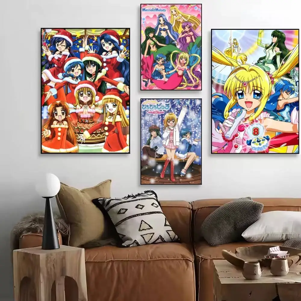 Mermaid Melody Anime P-Pichi P-Pitch Posters HD Print Vintage Wall Art Decor for Home Study Room