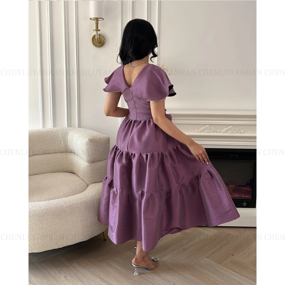 MOLISA Saudi Arabia Elegant Purple Prom Dress A-Line V-Neck Party Evening Gowns Party Evening Gown Cocktail Dress فساتين الحفلات