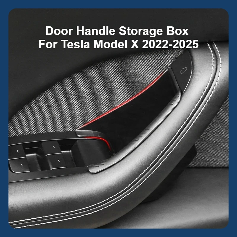 

2 шт. ящик для хранения дверных ручек для Tesla Model X 2022-2025 ящик для хранения передних дверей автомобиля боковой лоток из АБС-пластика скрытый органайзер аксессуары