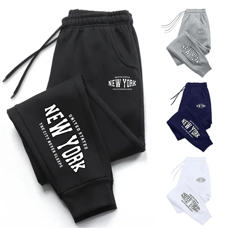 New York Printed Sweatpants for Men High Grade Male Home Outdoor Comfortable Soft Trousers Four Season Casual Sport Jogger Pants