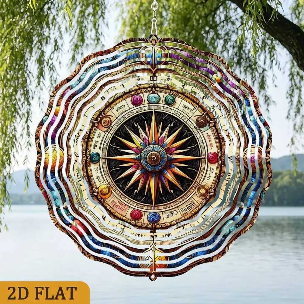 CIFBUY Vintage Compass 2D Printed Aluminum Wall Art Waterproof Durable Metal Decor for Living Room Bedroom Patio Garden