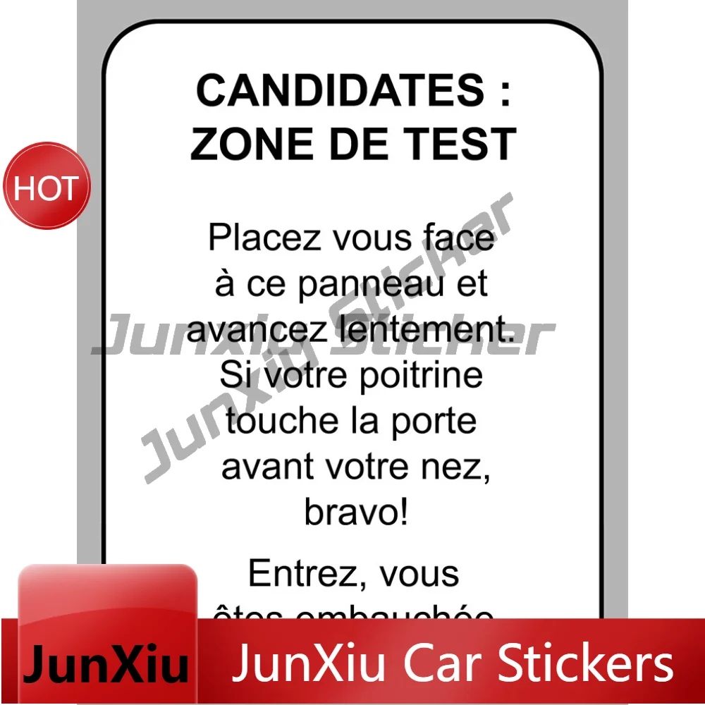 Test Candidates Travail Bureau Humour Creative Vinyl Decal Waterproof Car Sticker Motorcycle Accessories