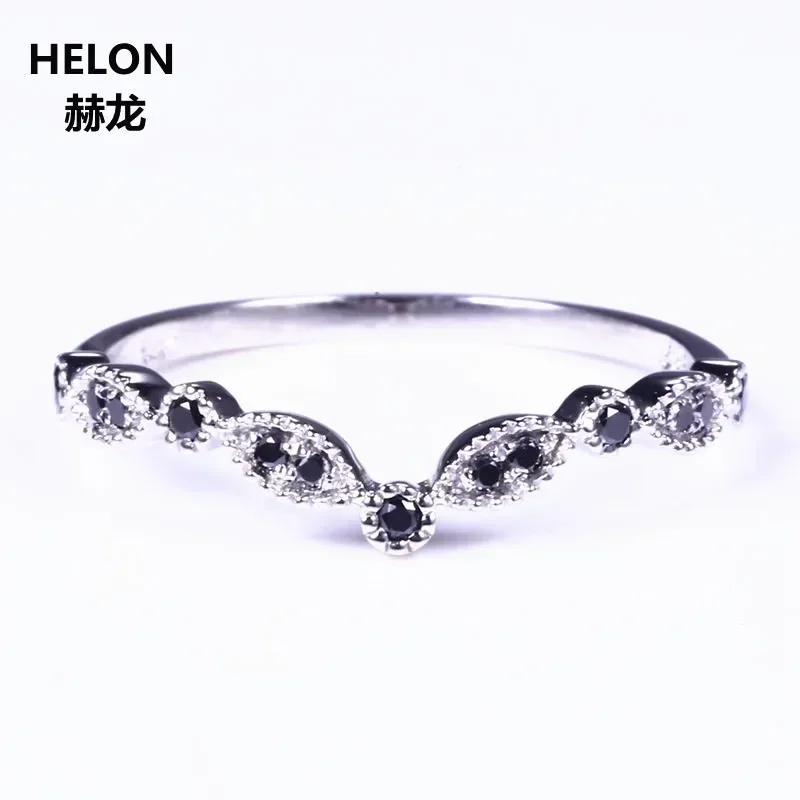 

Solid 14k White Gold Natural Black Diamonds Engagement Ring Anniversary Wedding Band Party Fine Jewelry Women Ring Trendy