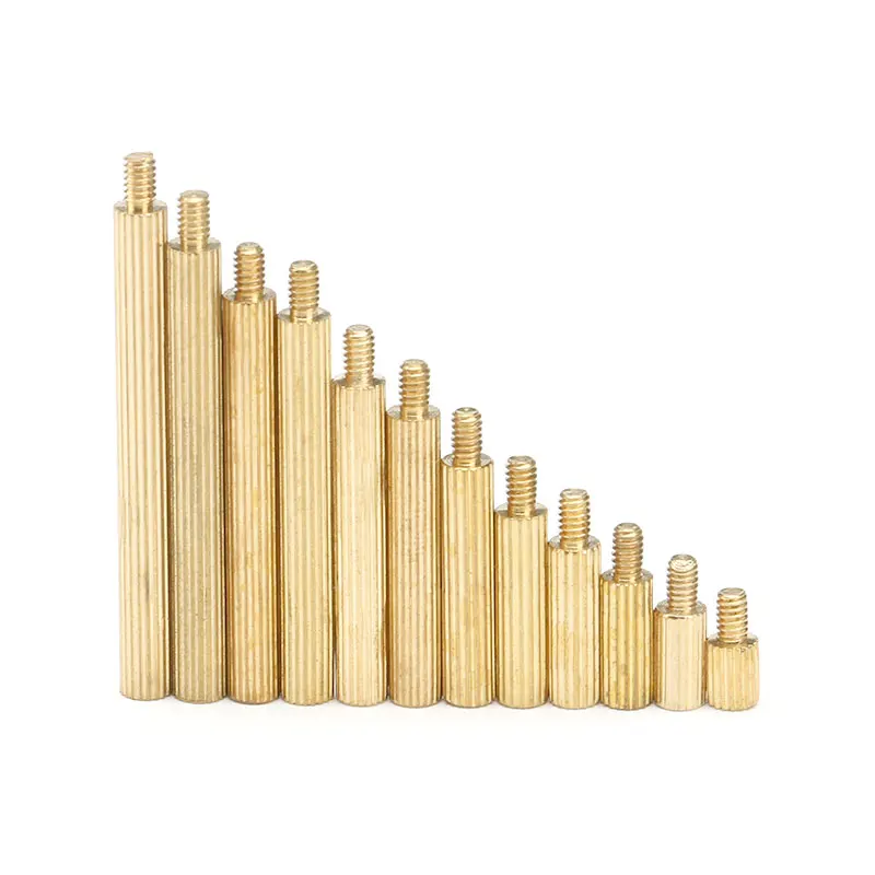 50pcs M2 Brass M2*L+3mm Round knurl Male Female Standoff Stud Board Threaded Pillar  Hollow Bolt Screw Nut For PCB Motherboard