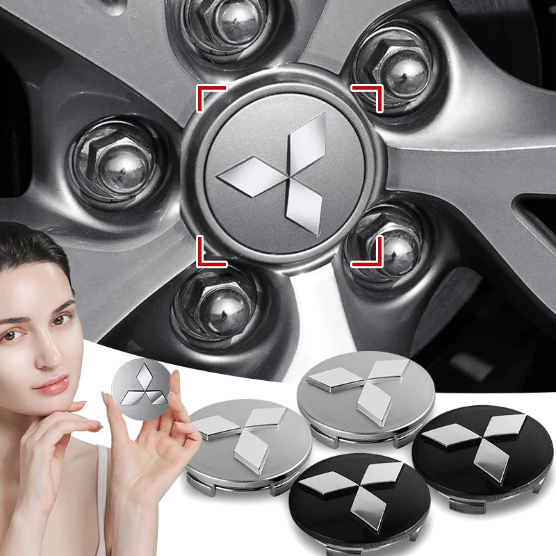 4Pcs 60mm Car Wheel Center Caps Hub Cap Covers Emblem For Mitsubishi ASX Lancer Pajero Outlander L200 Delica Eclipse Accessories