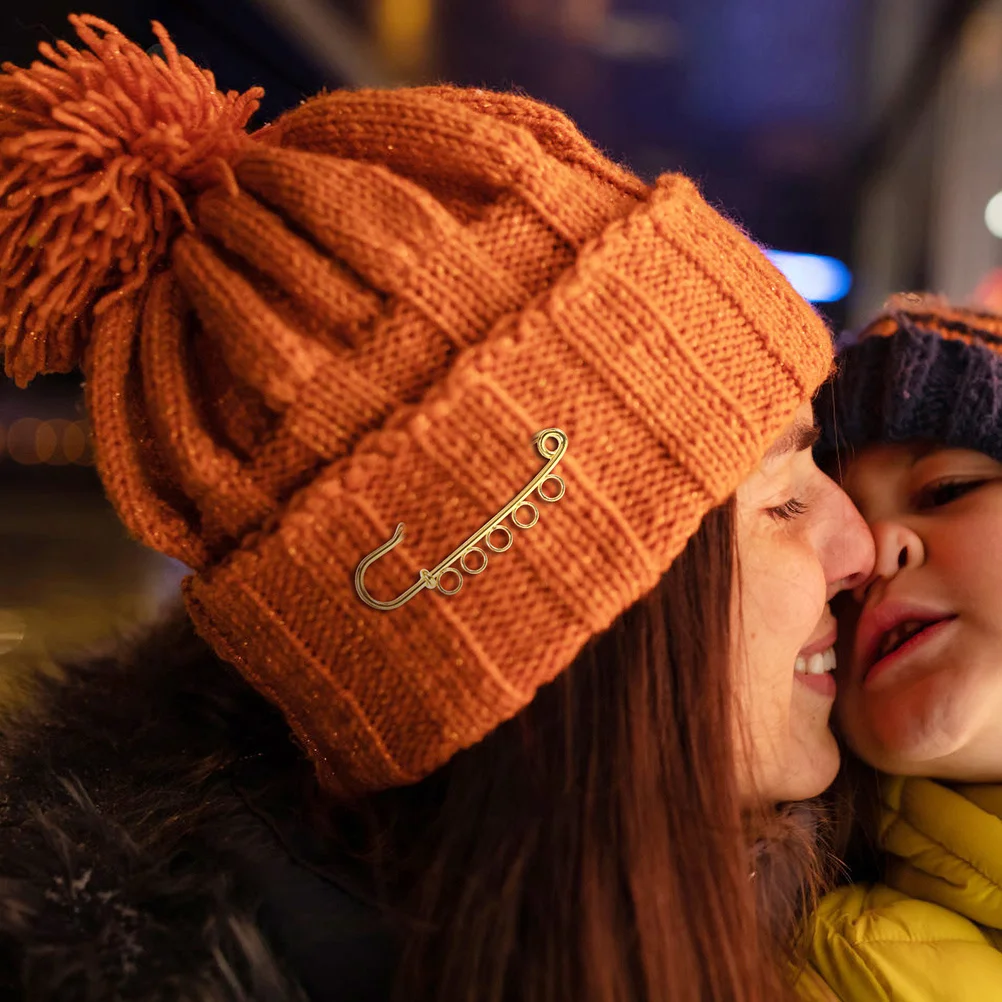 

10pcs Safety Pin With Holes Metal Brooch For Diy Jewelry Craft Decorative Clothing Fixing Clip Sweater Shawl Scarf Blanket Tool