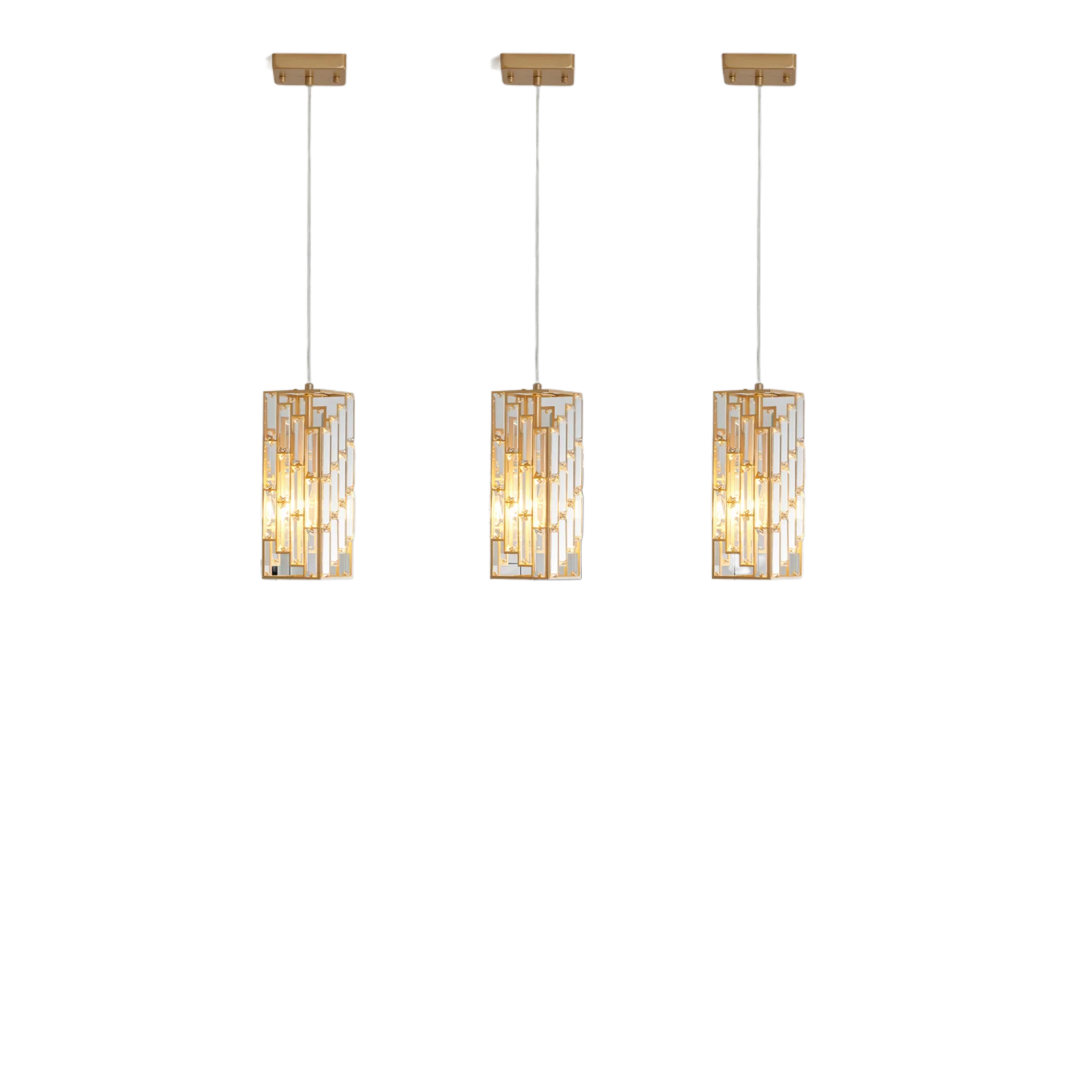 

Modern Crystal Pendant Light - 3 Pack, Adjustable Hanging Ceiling Lamp with Crystal Prism Design for Dining Room, Kitchen Island