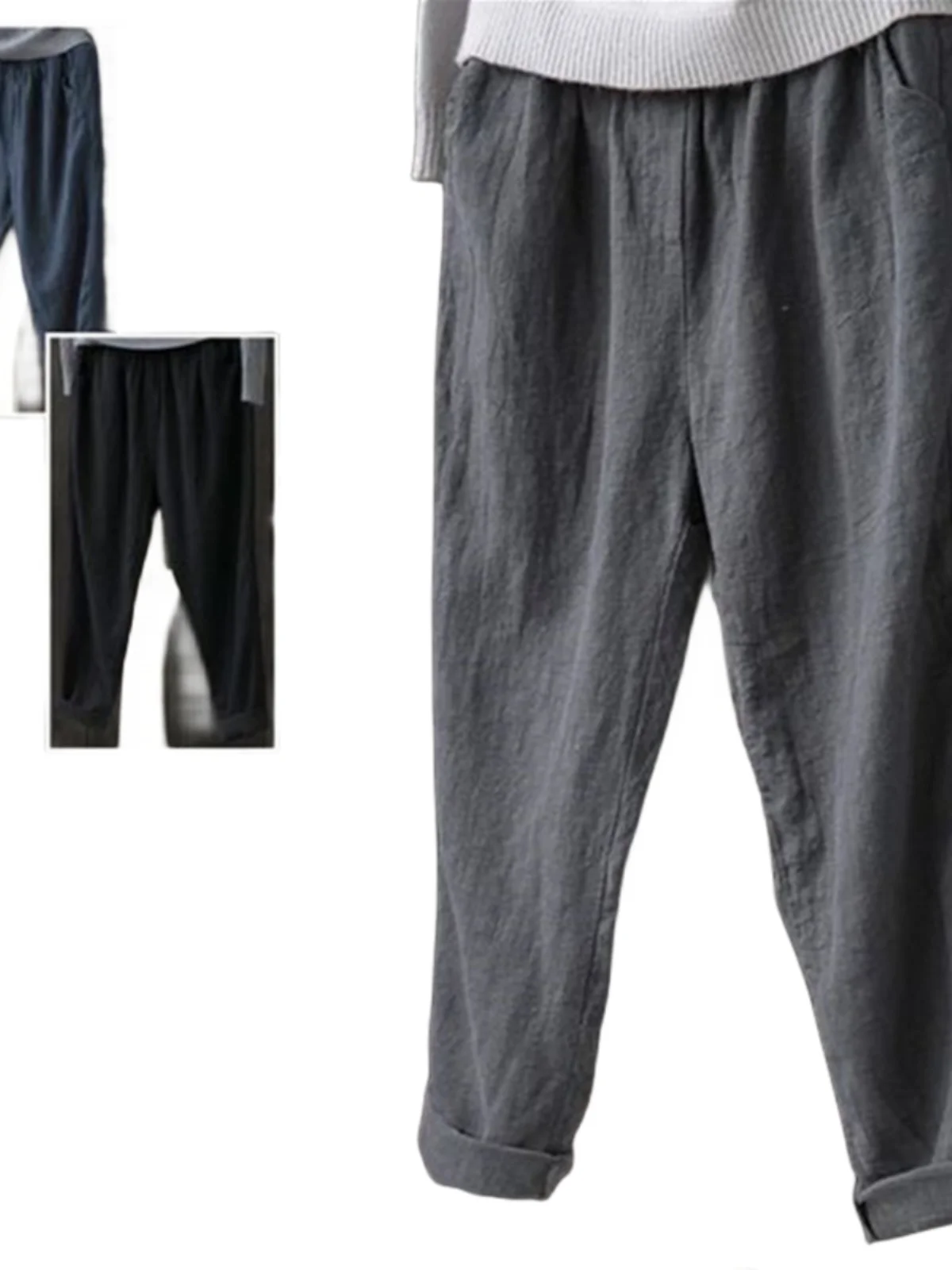 루즈핏 코튼 린넨 당근 팬츠 나인 포인트 캐주얼 팬츠 여성 여름 순면 린넨 하렘 팬츠 빈티지 코튼 린넨 루즈핏