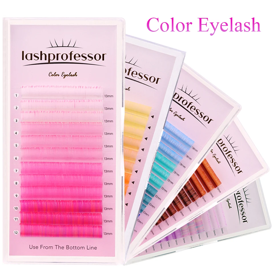 

Lashprofessor Pink Yellow Blue Brown Purple Eyelash Extension Rainbow Color Lash Ombre Colorful Mix Faux Mink Volume Cila Makeup