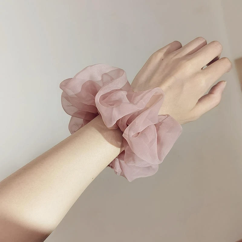 Oversized Organza Chiffon Scrunchie Korea Large Ponytail Holder Hair Ties Mesh Thin Women Elastic Hair Bands Headwear Hair Rope