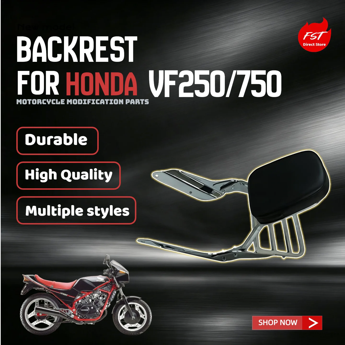 For Honda VF250 VF750 Magna Passenger Sissy Bar Backrest Rear Luggage Rack Modification Parts