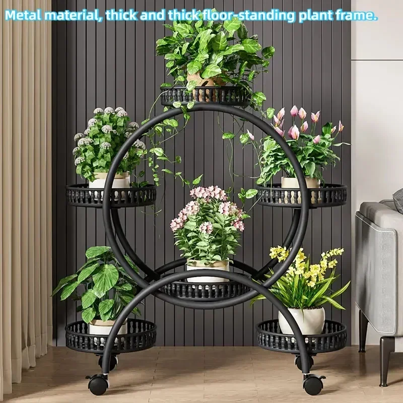 Balcony Simple Plant Shelf Wooden Wheels Simple Designer Plant Stand Minimalist Originality Estanteria Plantas Garden Furniture