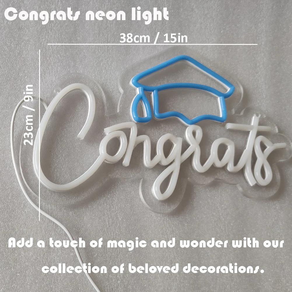 Custom Congrats Grad Neon Sign - Dimmable LED Graduation Party Decor Light for College High School Senior Night Light Prom Decor