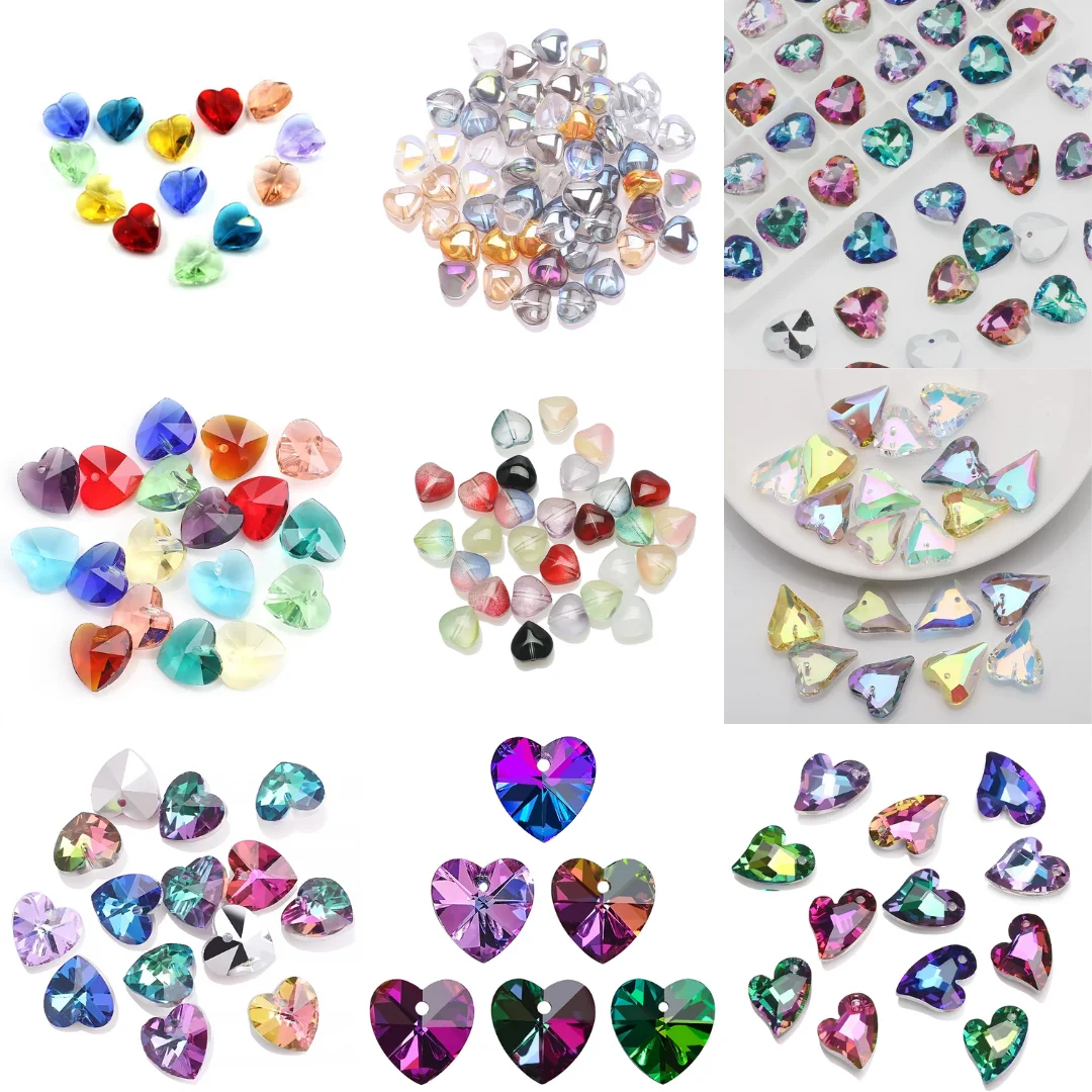 Charme Kristall Herz Anhänger grün europäischen Murano tschechischen Glas Liebe Herz Perlen handgemachte Ohrring Lieferanten Schmuck