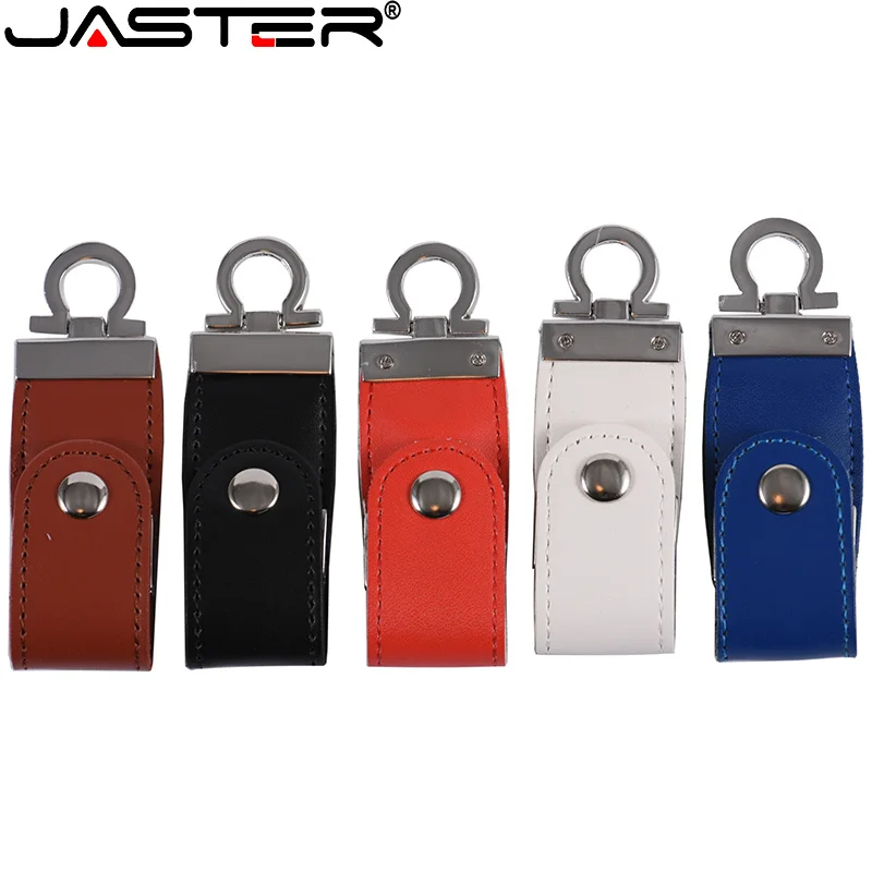 JASTER 5pcs/Lot USB 3.0 High Speed Flash Drive 128GB Leather Metal Keyring Five Colors Waterproof Pendrive 32GB 8GB 4GB 64GB