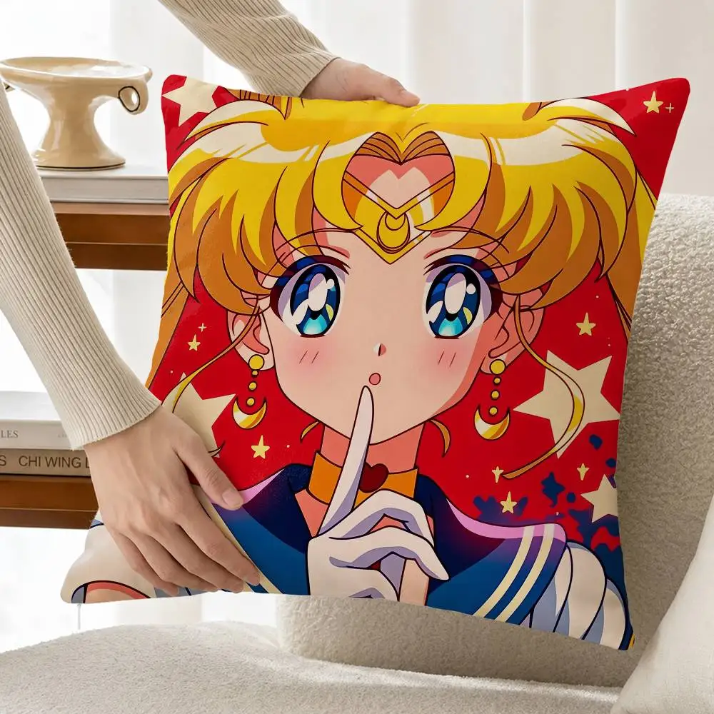 Anime S-Sailor Moon Tsukino Usagi Customizable Square Pillow case Double Sided Print Sofa Bedroom Decor Cushion Cover