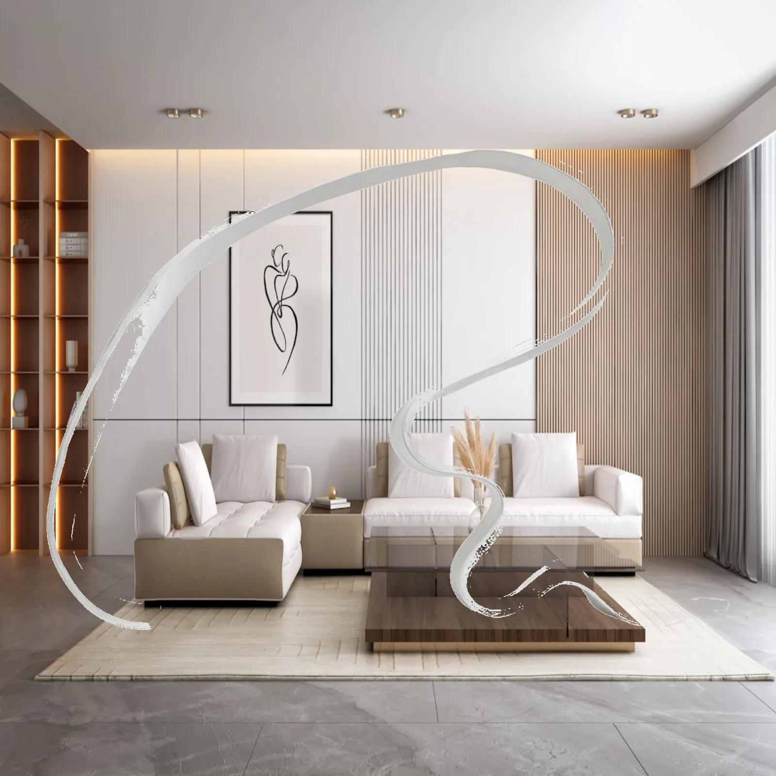 Metal Ribbon Sculpture Sophisticated Abstract Metal Sculpture Decoration Contemporary Decor Modern for Console Table
