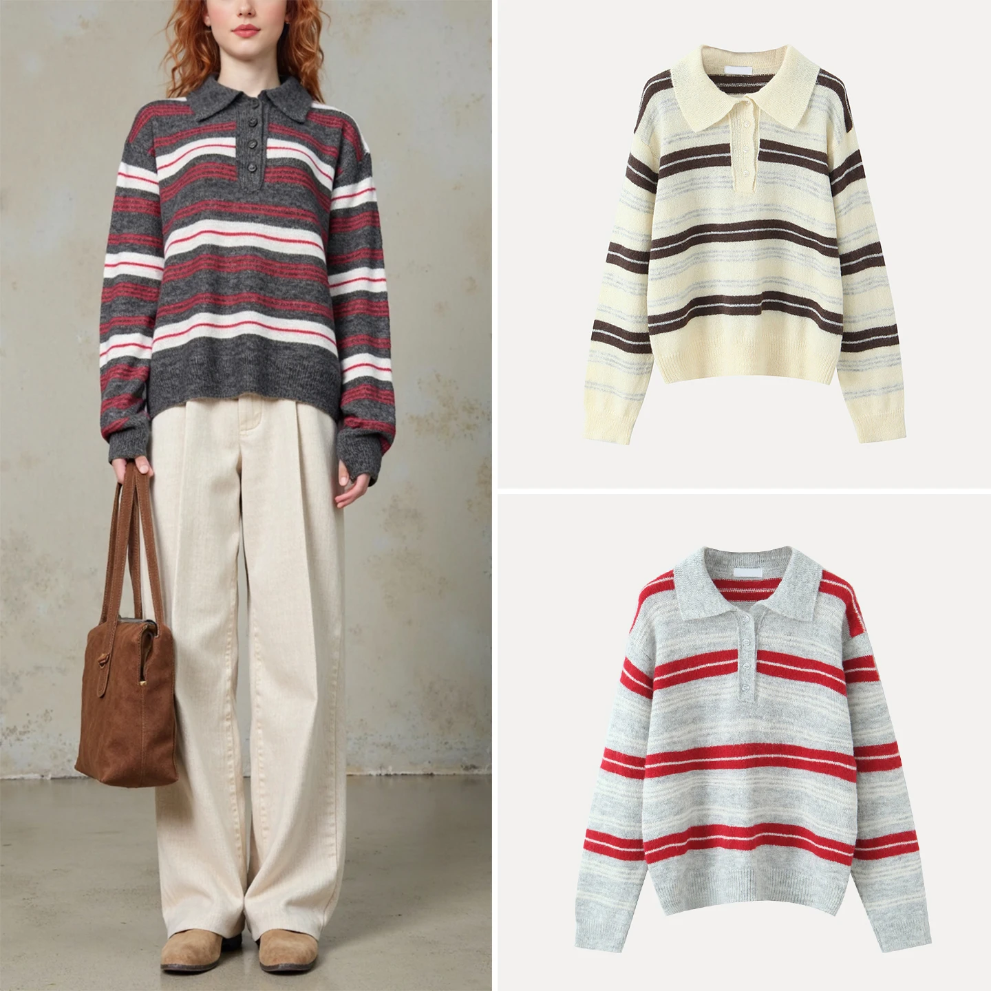 

Retro Style Women's Neck Knitted Sweater Casual Trendy Fashion Autumn 2025 Zadata Brand Closet Essential 299