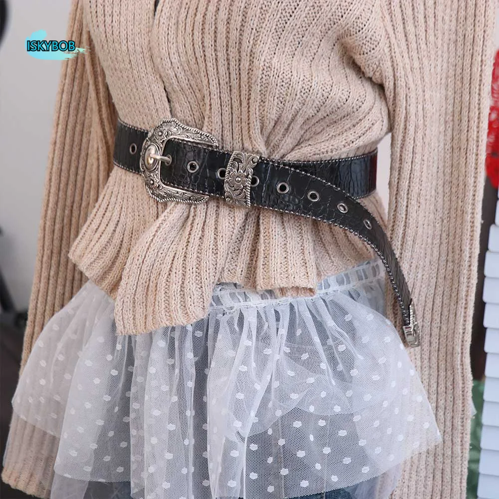 Punk Retro Waist Belt Jeans Decor Skirt Accessories Y2K Wide Belt American Style Trouser Decoration PU Leather Waistbands