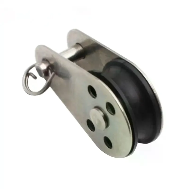 Heavy Duty Stainless Steel Pulley Nylon Sheave Single Lashing Eye Fits 2-8mm Rope for Farm Feeder Lifting
