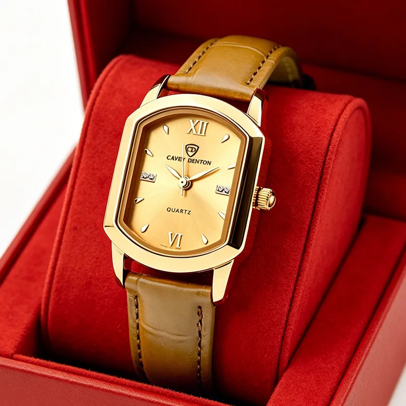 Women Korean Ins Style Quartz Watch Retro Literary Roman Numerals Leather Strap Simple Fresh Mori Girl Wristwatch Student Daily