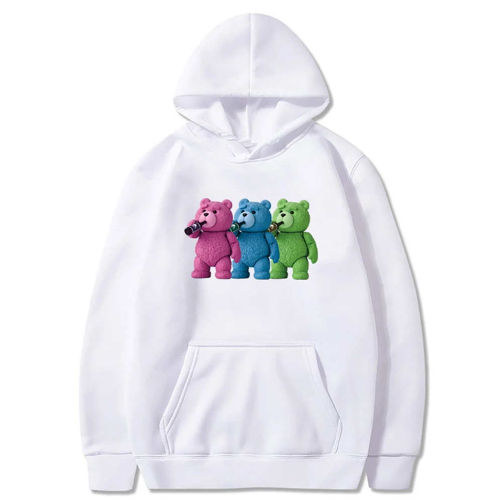 Hoodies ชายเสื้อผู้หญิงน่ารักหมีพิมพ์แขนยาวหลวม Harajuku Casual All-Match เสื้อผ้าแฟชั่น Pullover Streetwear