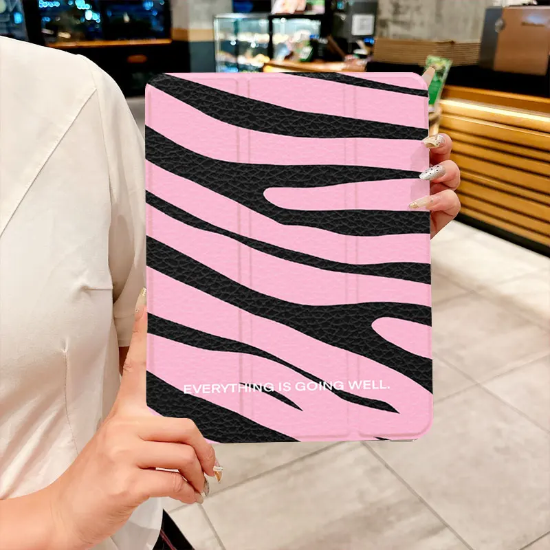 Everthing is going well Blue checkered pattern tri-fold Tablet CASE For iPad pro 10/11/2020/6th/7th /8th /Air 3rd/Air 4th/9th ge