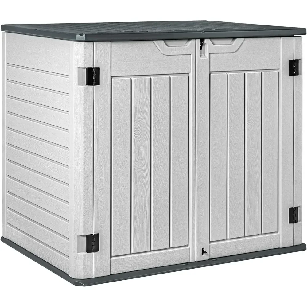 

Resin Outdoor Storage Shed 34 Cu Ft Horizontal Outdoor Storage Cabinet Waterproof Patio Tools Storage Box for Sofa Cushion