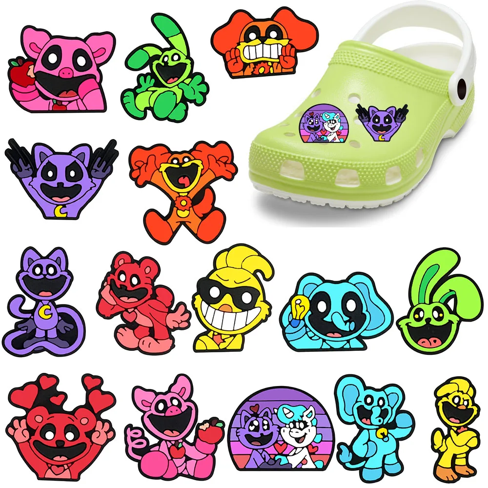 1-16pcs New animal PVC Shoes Charm Shoes Charms Sandals Shoes Accessories Boys Girls DIY Shoe Buckle Fit Birthday Gift