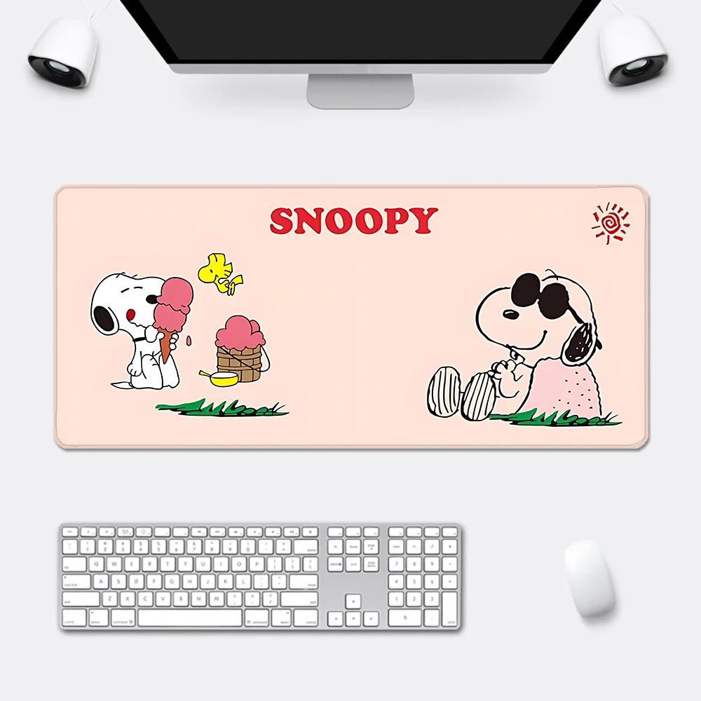 S-Snoopys Cute Cartoon Mousepad HD Printing Computer Gamers Locking Edge Non-slip Mouse Pad XXL90x40cm Keyboard PC Desk Pad