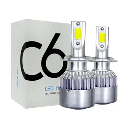 9006 자동차 헤드라이트 전구, 자동차 안개등, C6 72W H11 H4 Hi/Lo H1 H7 COB LED H11 HB3 9005 HB4, 12V 7200LM, 2 개