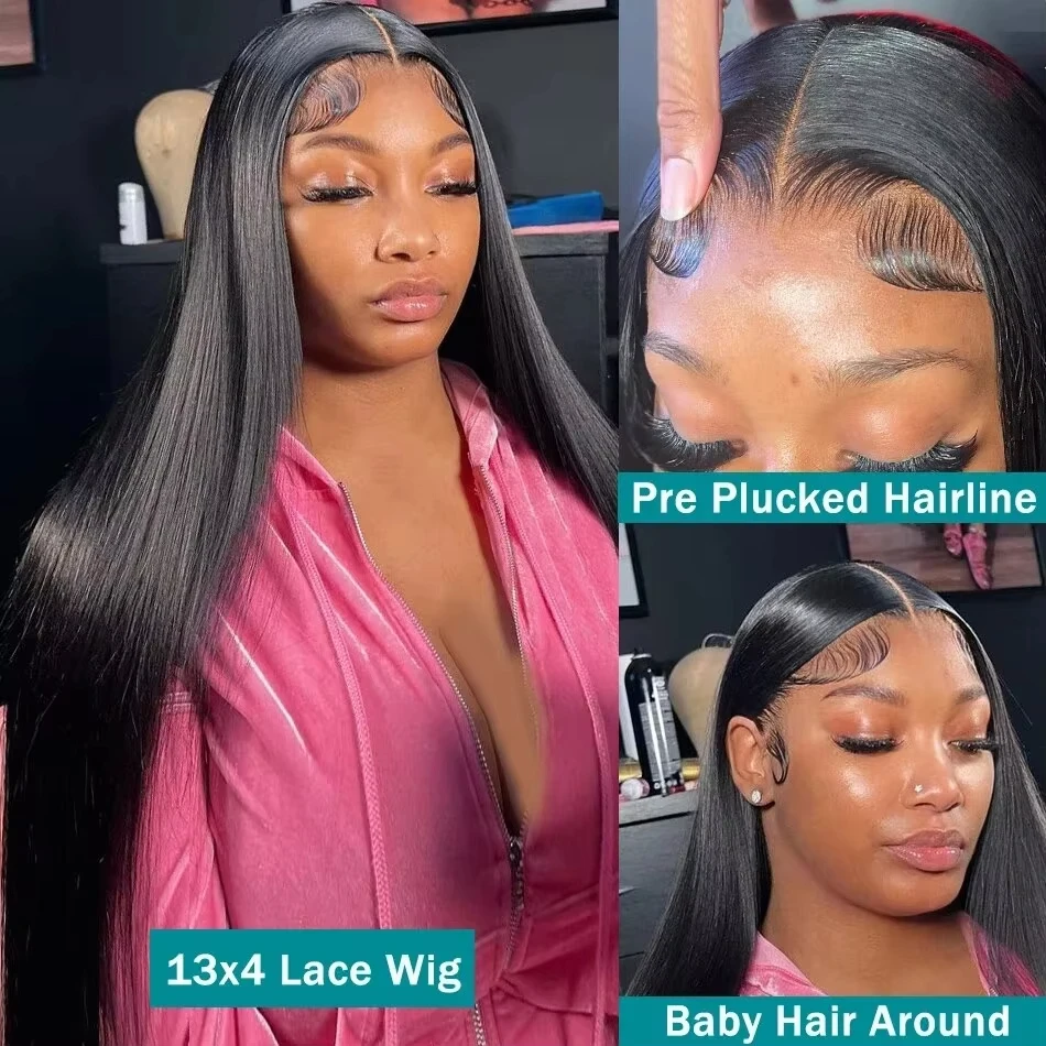 38Inch 210Density 13x6 Bone Straight Lace Front Wig Human Hair Wigs HD Transparent Lace 13x4 Brazilian Human Hair Wigs For Women image 2