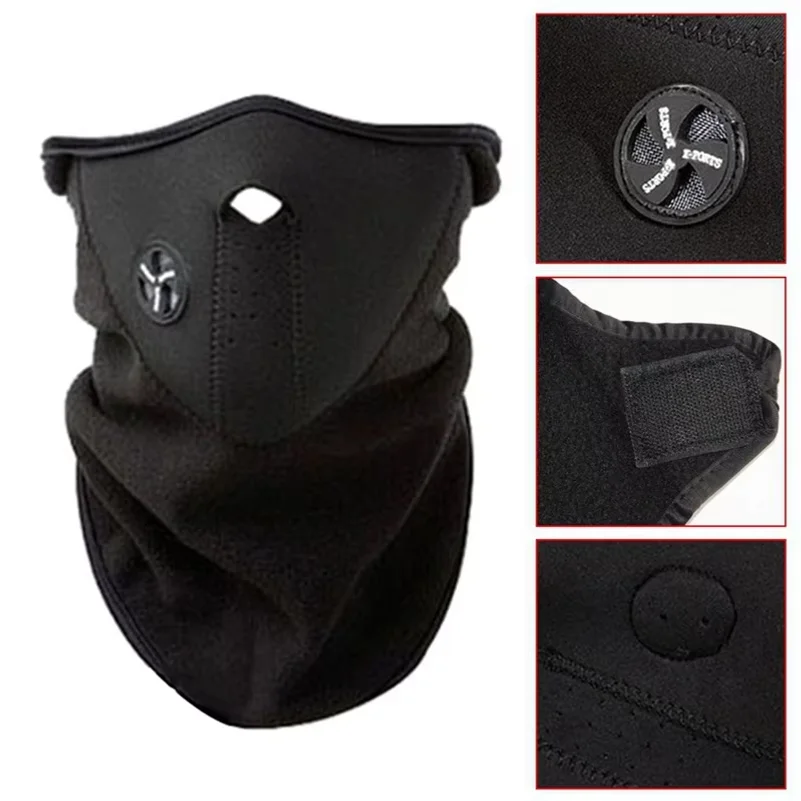 Winter Cycling Mask Warm Windproof Dustproof Motocycle Half Face Cover Breathable Mesh Polar Fleece Thermal Ski Face Mask
