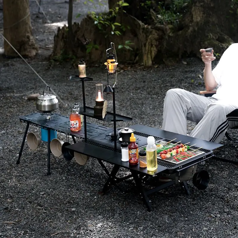 Outdoor multi-functional camping table, aluminum alloy ultra-light foldable folding table