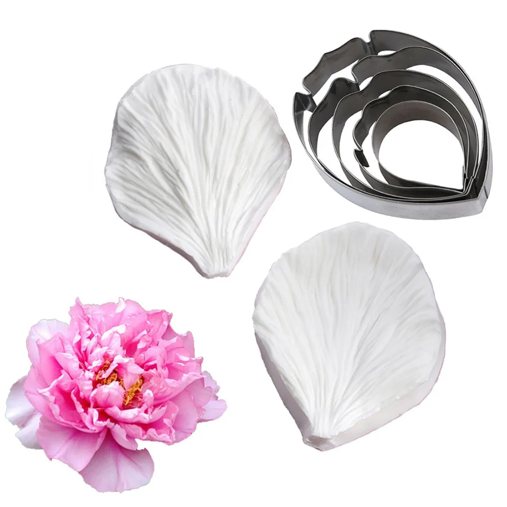 

7pcs Peony Silicone Stainless Steel Mold Fondant Cake Decoration Tool Mold Kitchen Accessories