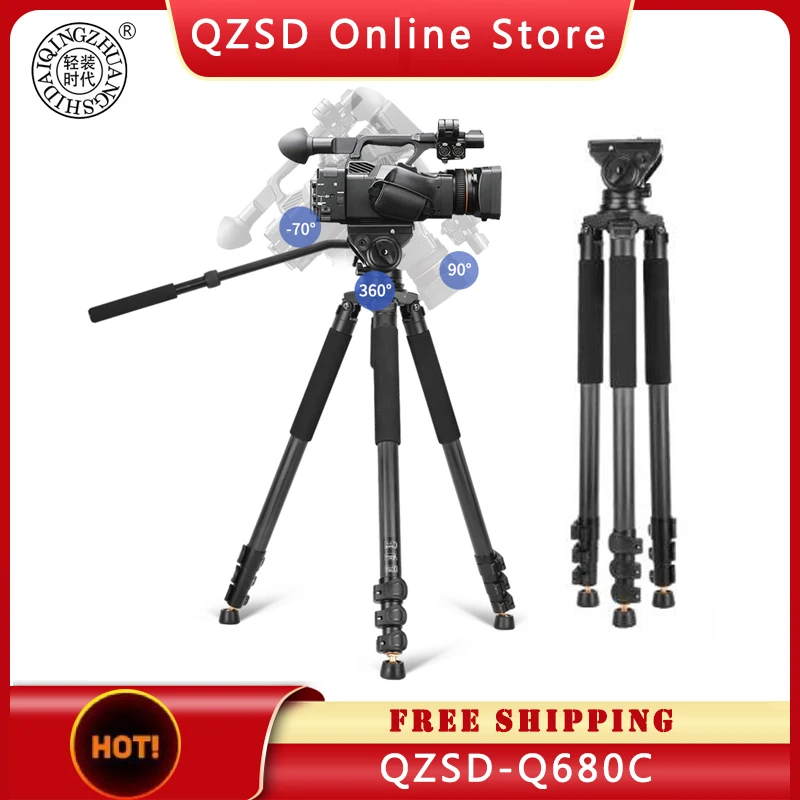 

Q680C Professional Digital SLR Camera Tripod Carbon Fiber Heavy Photography Bracket Additional Tripod Head Height 1910mm