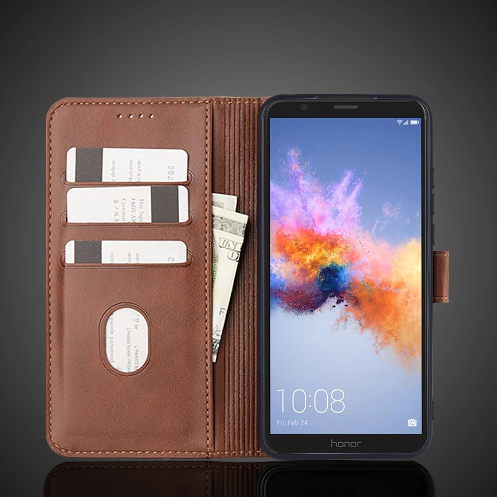 Honor 7X Pu Leather Case Wallet Flip Case for Huawei Honor 7X Retro Cover Protective Holster Fundas Coque with Lanyard