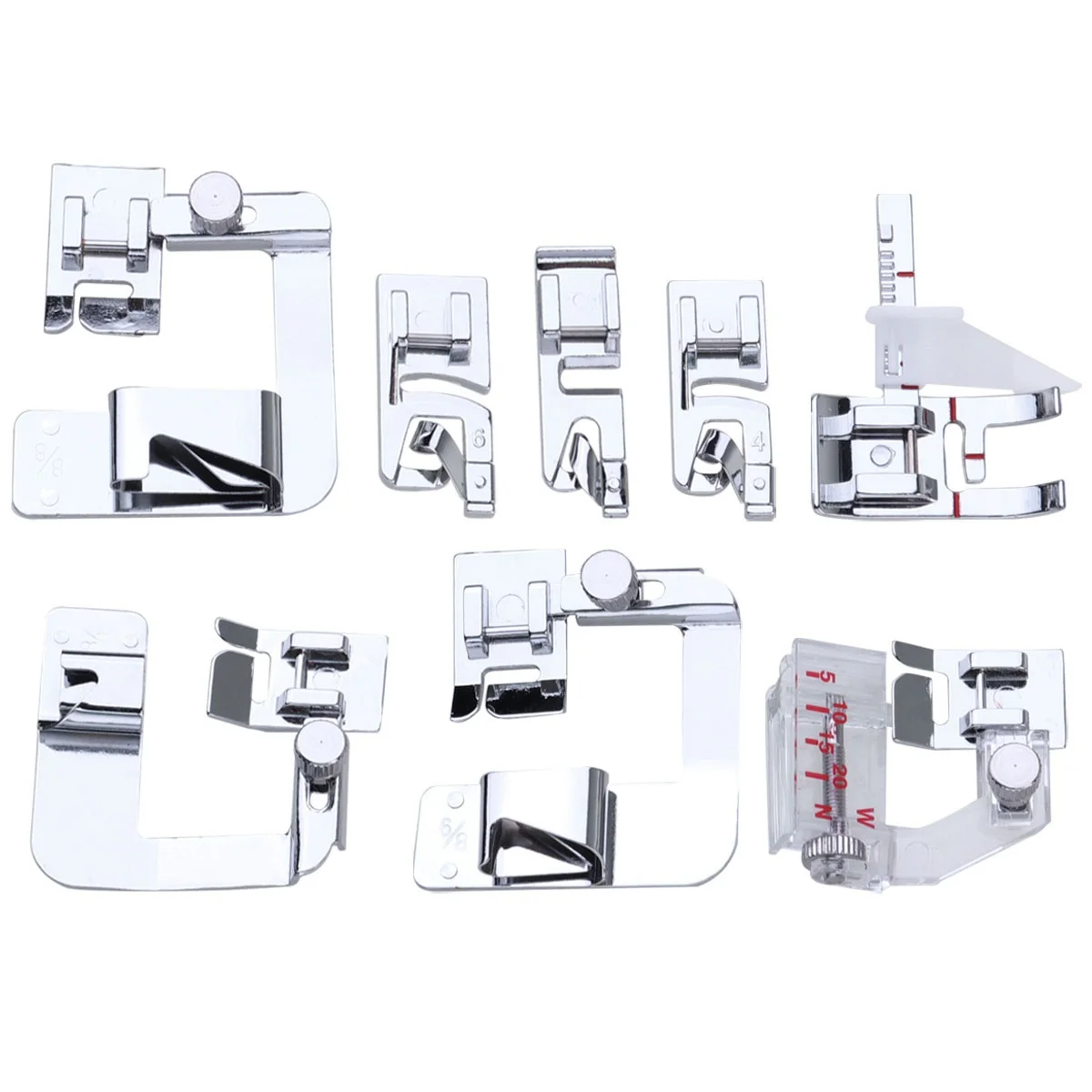 

8 pcs Sewing Machine Presser Foot Set 4/8" 6/8" 8/8" 3Mm 4Mm 6Mm Rolled Crimping Feet For Low Shank Machines Lightweight Fabric