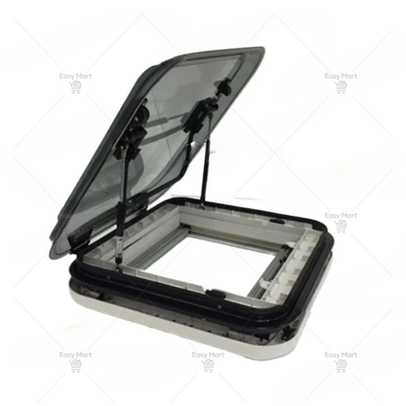 RV Skylight Replacement 12V with Light, Manual Roof Vent Window with Sunshade