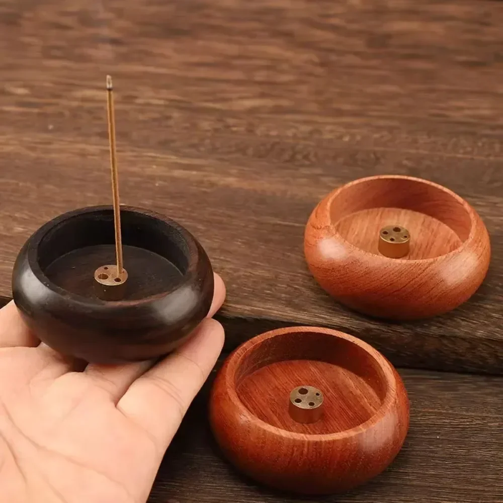 Quemador de incienso de madera maciza, soporte para varillas de incienso, Mini estufa de incienso Circular, bandeja de incienso para interiores, decoración de adorno para el hogar con múltiples agujeros
