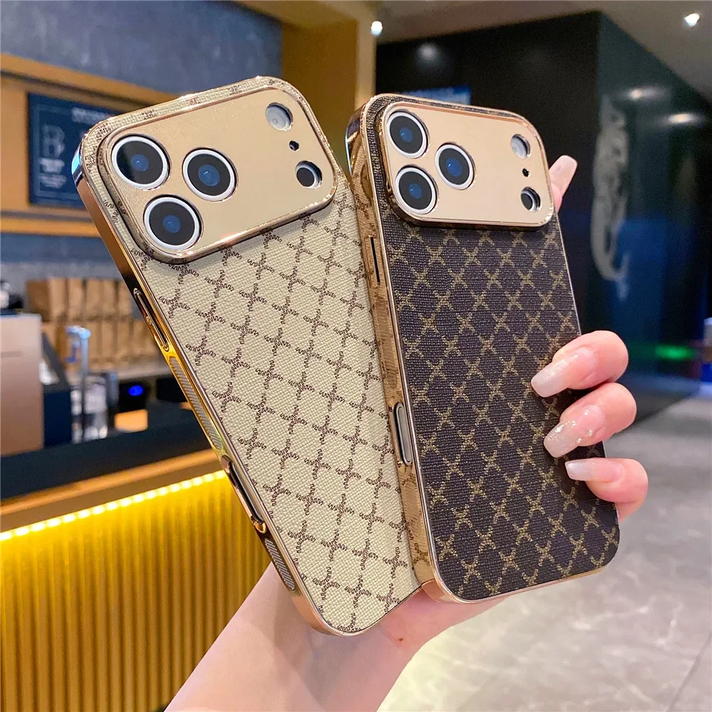 Luxuriöse vergoldete Glitzer-Abdeckung, Retro-Gittermuster, Leder-Handyhülle für Google Pixel 10 Pro XL 9, 7, 6 Pro 7A