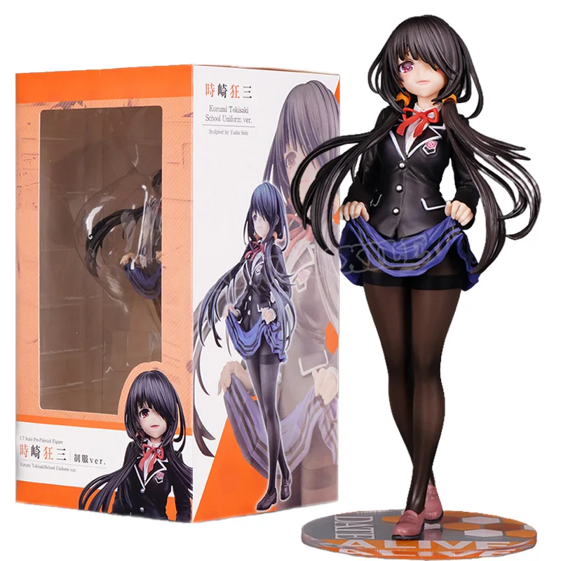 23cm Date A Live IV Anime Figure Kurumi Tokisaki School Uniform Action Figure Yoshino Figurine Adult Sexy Model Doll Toys Gifts