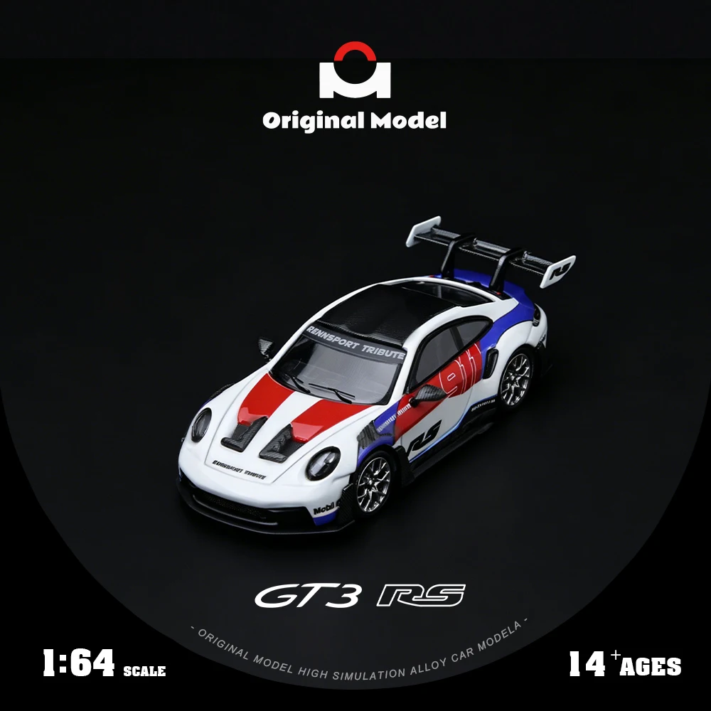 om-1-64-porsche-992-gt3-rs-red-and-blue-racing-stripes-alloy-diecast-model-car-collectible