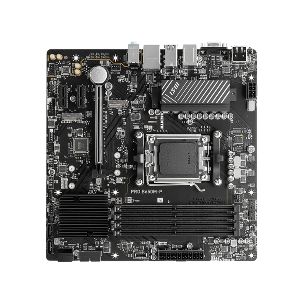 MSI PRO B650M-P Motherboard Supports Socket AM5 Ryzen 5 7600X Ryzen 7 7800X3D CPU,AMD B650 chipset, 4x DDR5,PCIe 4.0,2xM.2,ATX.