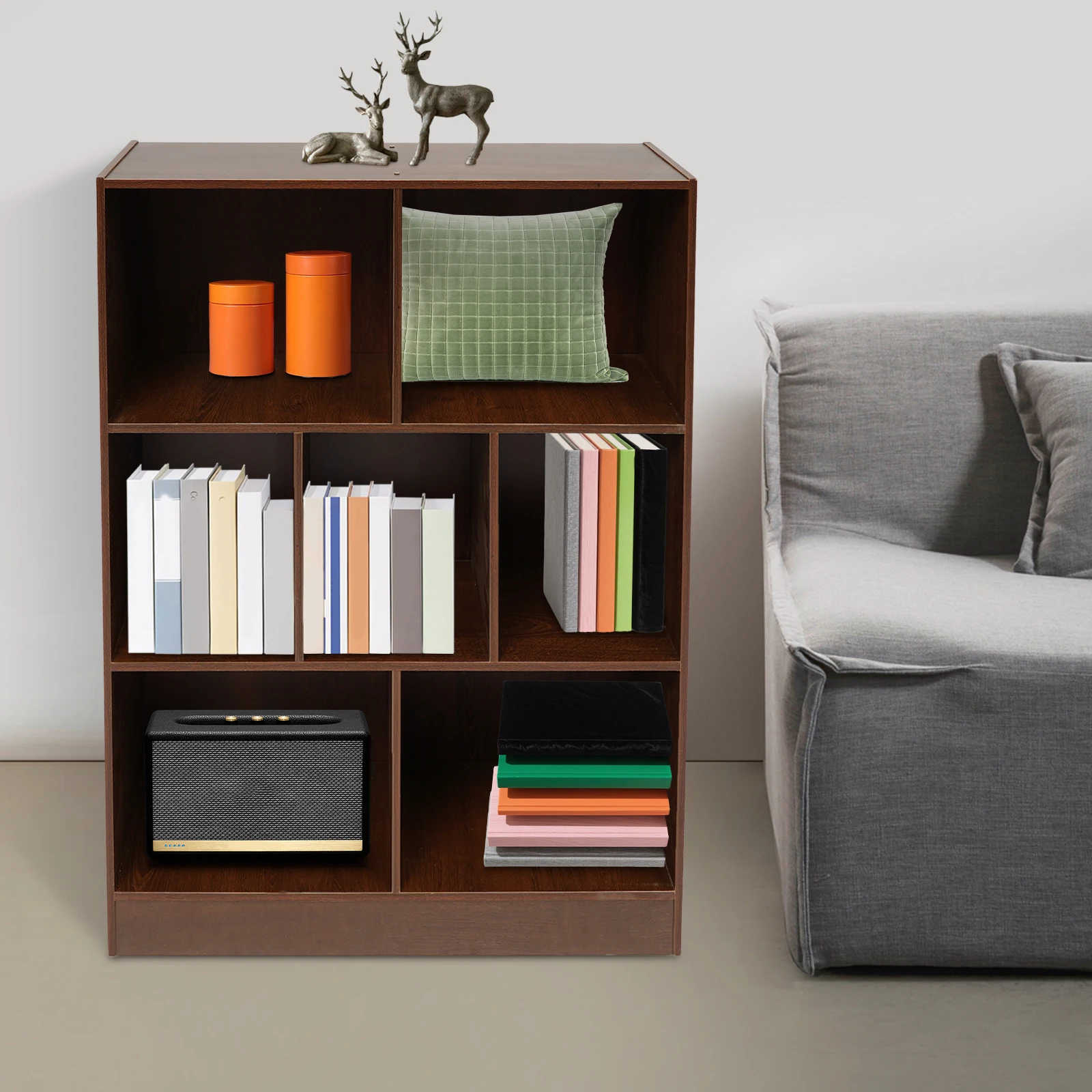 책장, 7칸 책장, 바닥에 서 있는 책장