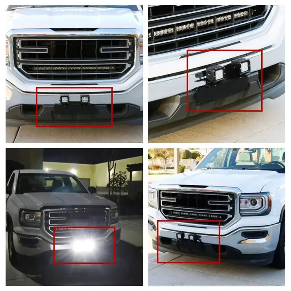 Universal 4x4 LED Work Light Bar Aluminum Front Bumper License Plate Mount Bracket Driving Lamp Fog Light Holder Aluminium Alloy