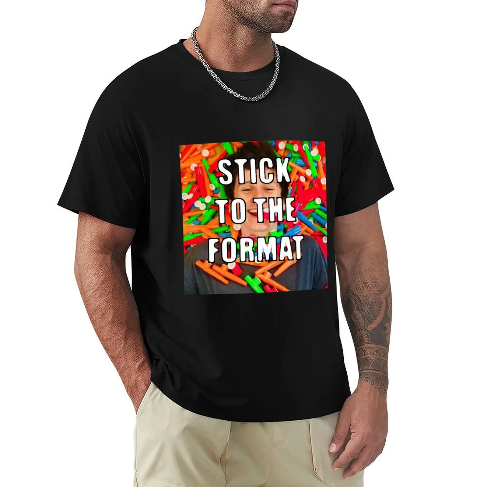 JackSucksAtLife/MC merch - STICK TO THE FORMAT T-Shirt Retro Graphic Print T-Shirt