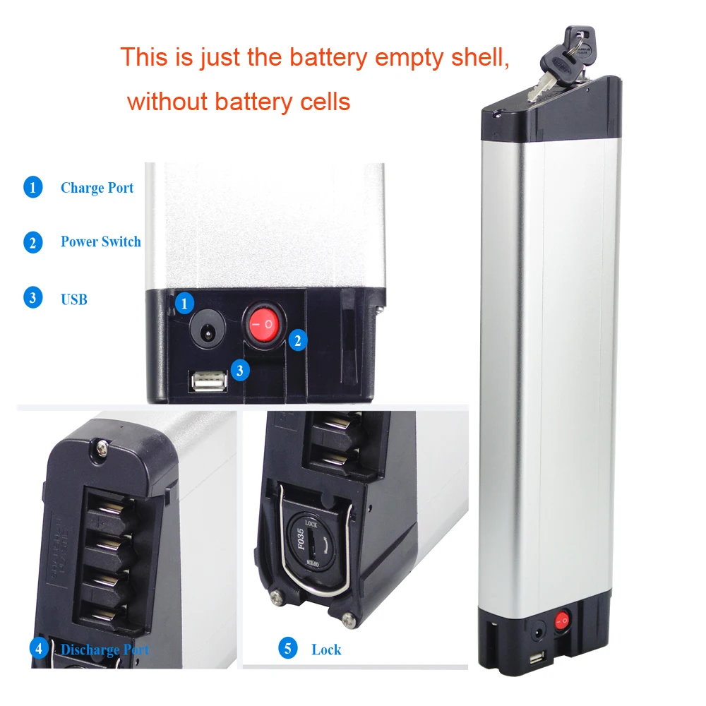 36V Hidden bike battery Box 30pcs 39pcs 40pcs cells only empty shell electric bike without battery cells